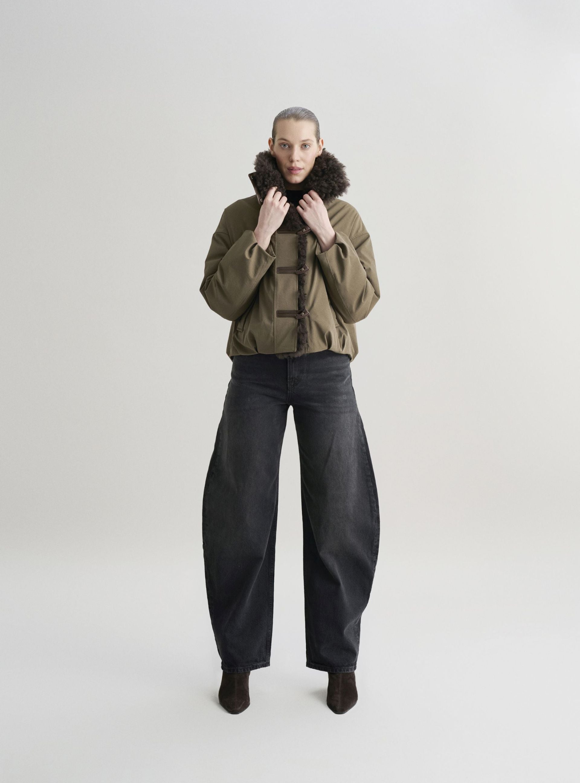 LIORA puffer coat with fur collar