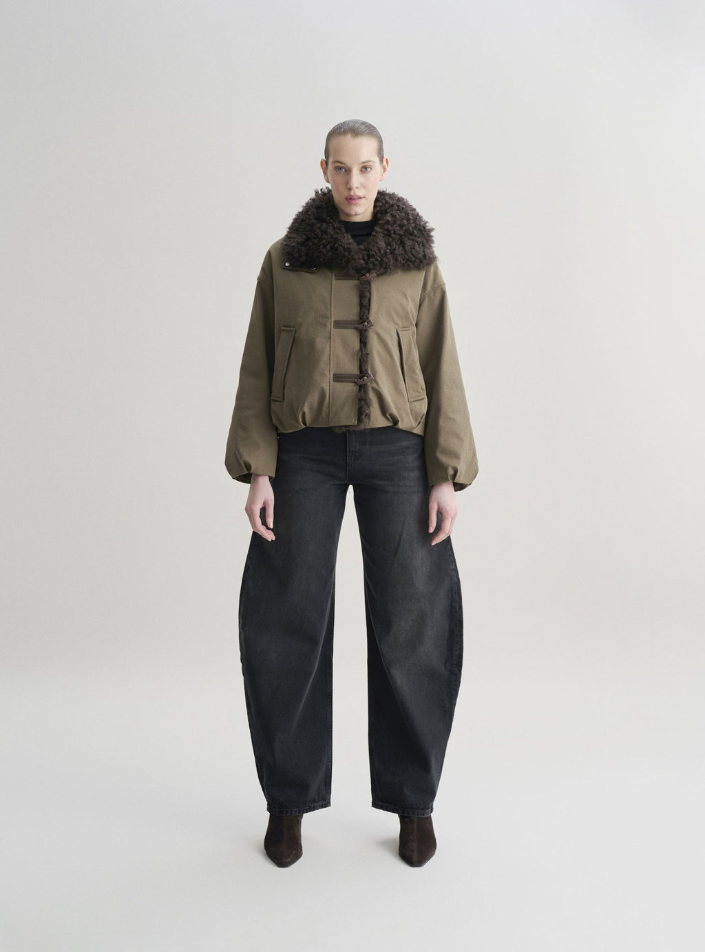 LIORA puffer coat with fur collar