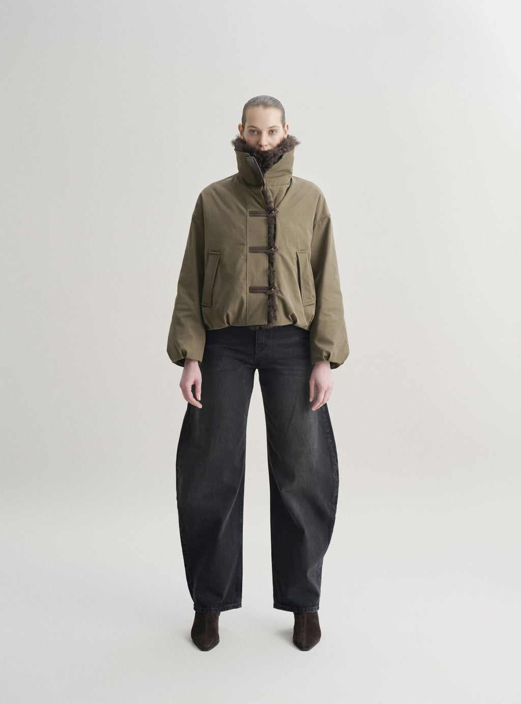 LIORA puffer coat with fur collar