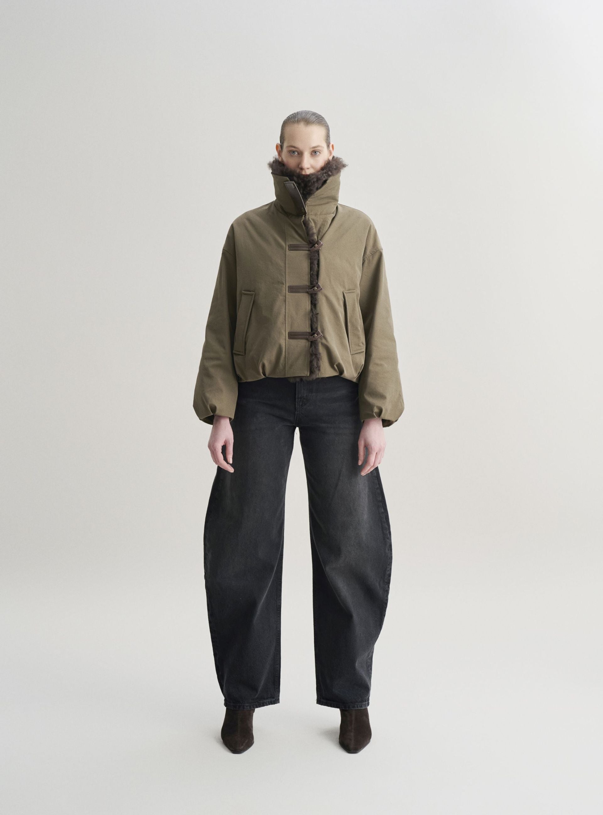 LIORA puffer coat with fur collar
