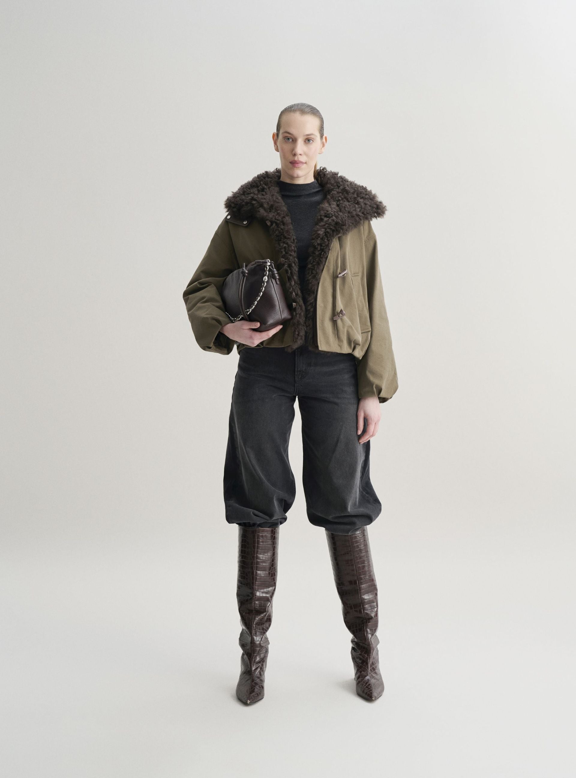 LIORA puffer coat with fur collar