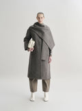 KAIA wool coat with draped neckline