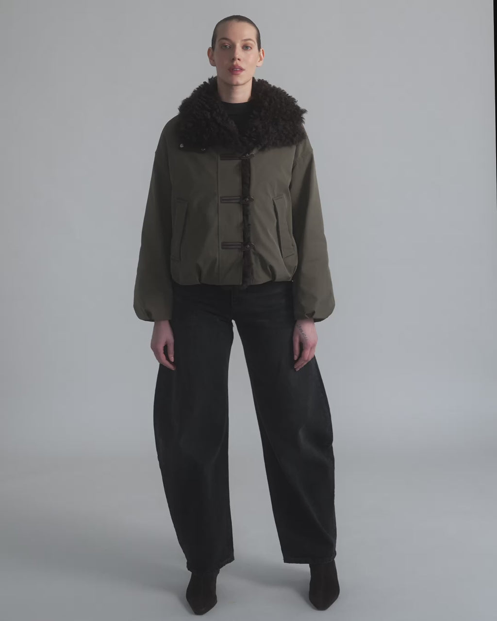 LIORA puffer coat with fur collar