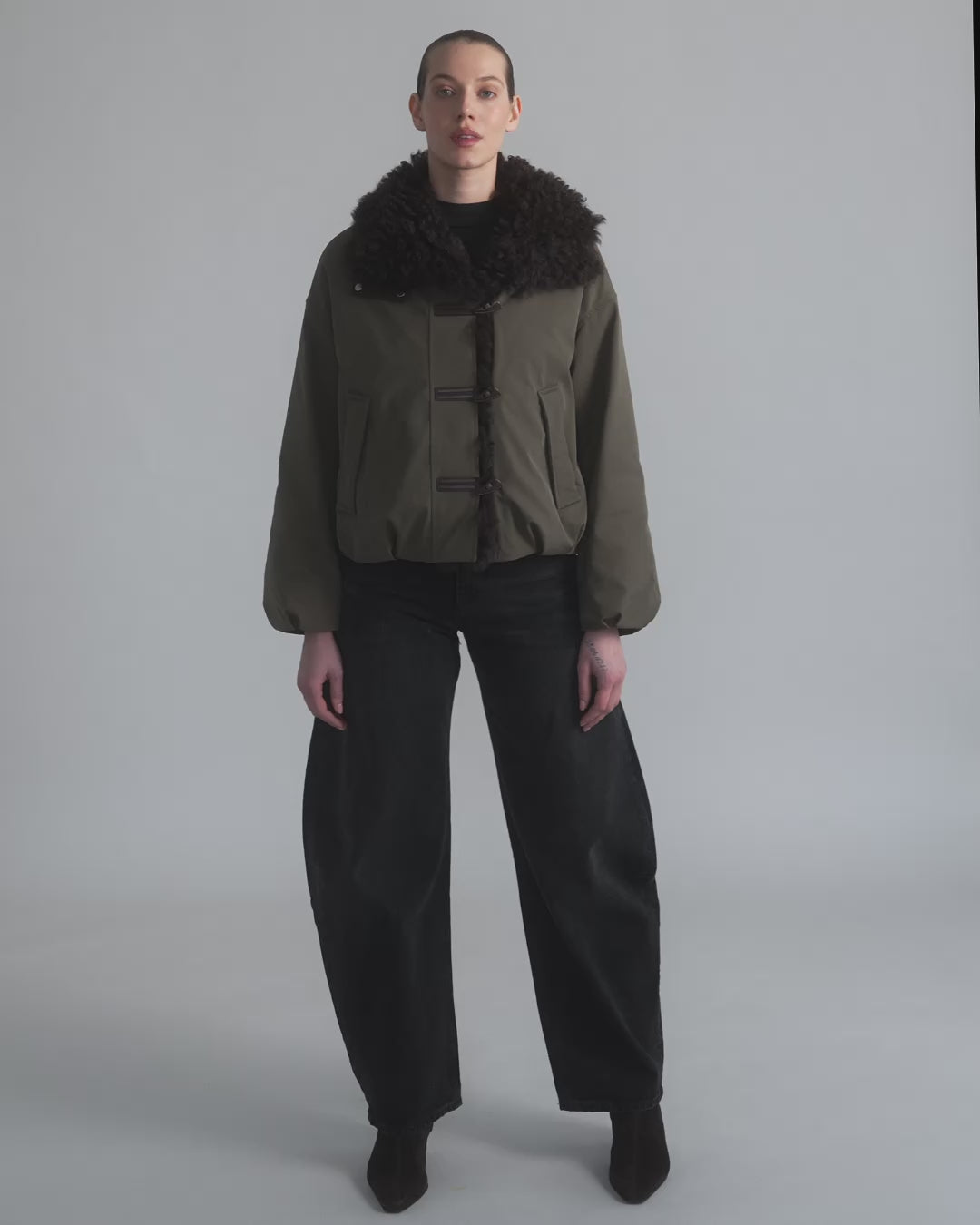 LIORA puffer coat with fur collar
